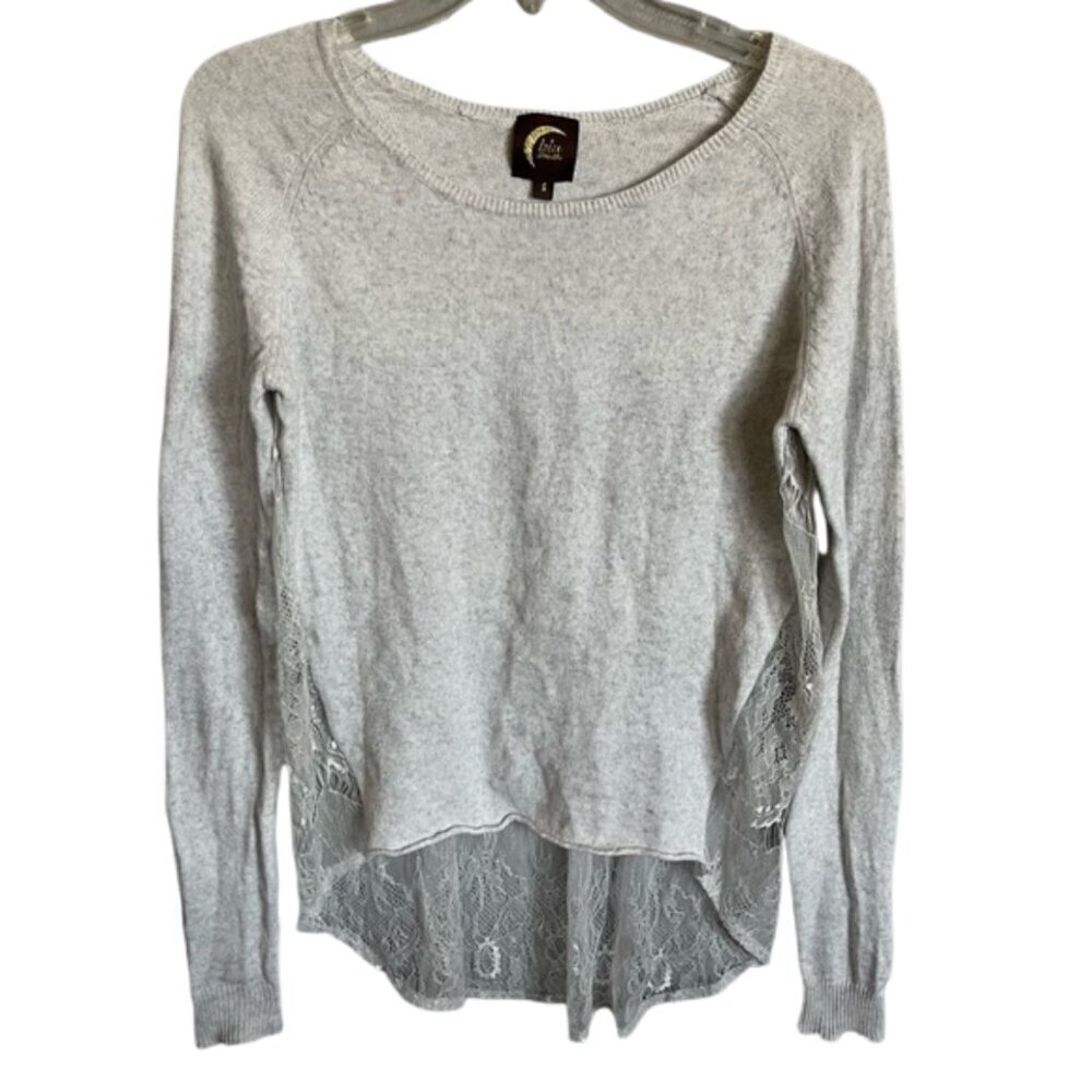 Blu Moon Gray Lace Hem Women's Summer Sweater Size S